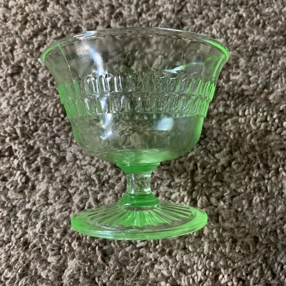 Vintage Hocking Uranium Green Glass Sherbert Glass